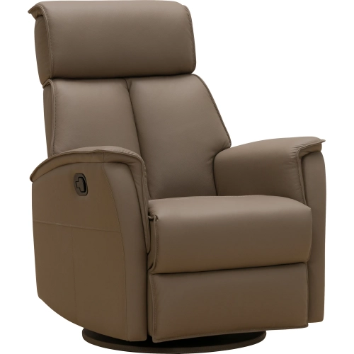Sylas Manual Swivel Glider Recliner in Tucker Taupe Top-Grain Leather